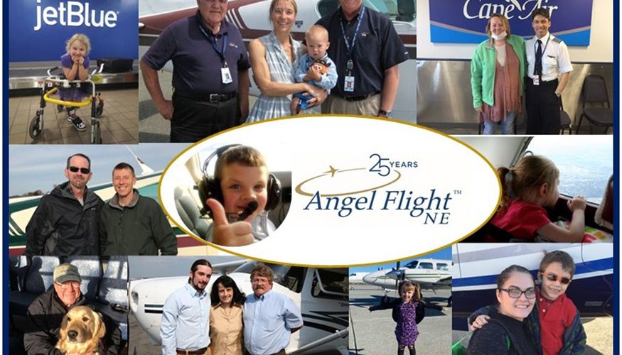 collage of photos of Angel Flight employees