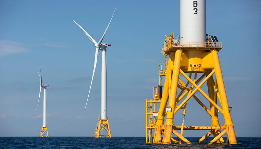 Wind turbines in ocean