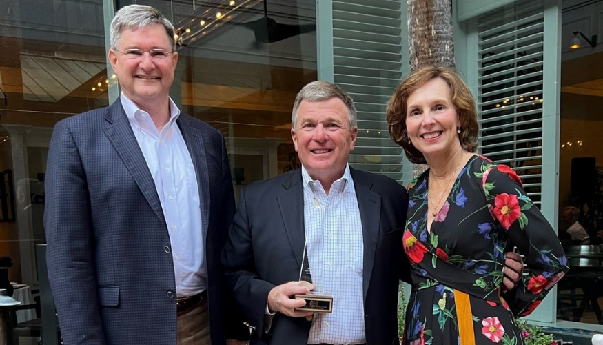 Paul receives his award with ACLI Forum 500 Chair Mike Fosbury, President/CEO at Colombian Mutual Financial Group, and ACLI President and CEO Susan K. Neely.